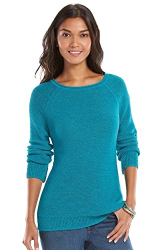 Chaps Women's Solid Turquoise Boatneck Sweater (Large) #TOP9