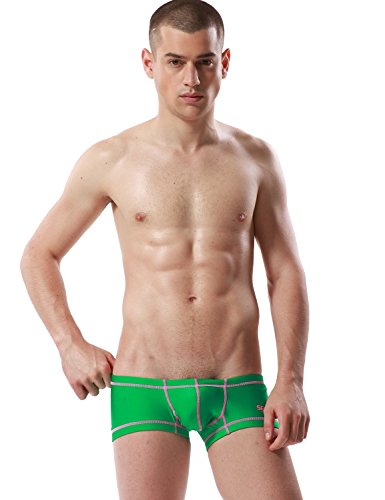 SEOBEAN Mens Low Rise Sexy Sport Swimwear Trunk Boxer Brief Bikini Swimsuit (Large(31-34