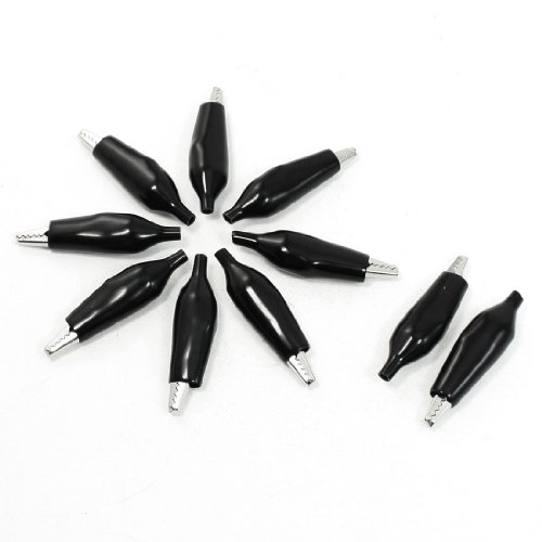 Aexit 45mm Length Electrical Testing Metal Electric Alligator Clips Test Probe Voltage Testers 10 Pcs