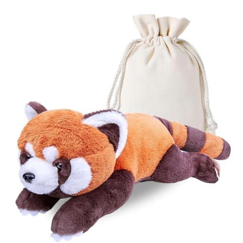RLOMUTE Jouet en Peluche lesté Panda Roux Animal Micro-ondable Mignon Super Doux Oreiller Poupée de Compagnie Chaud ou Froid Cadeau pour Tous Les âges Enfants Adolescents et Adultes 21 Pouces 4,4 LB