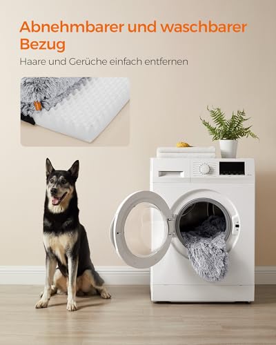 Feandrea FluffyHug Hundebett, Hundekissen Größe XL, Hundematte für mittelgroße und große Hunde, Hundesofa Noppenschaumstoff, Bezug abnehmbar und waschbar, 106 x 76 x 16 cm, Ombré-Grau PGW233G01V1