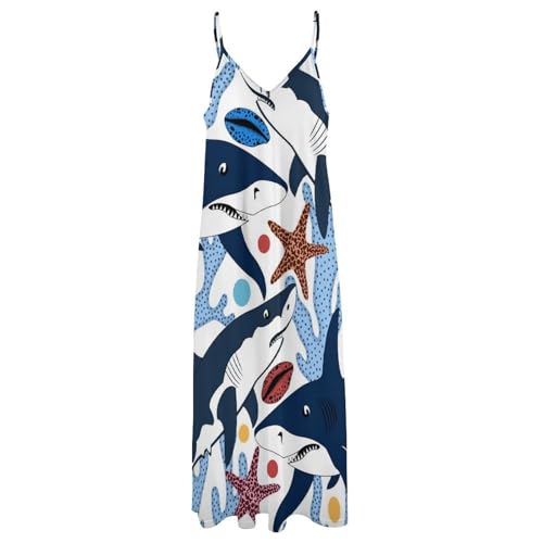 Robe longue requin étoile de mer sans manches légère et fluide - 3