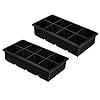 Set van 2 XXL ijsblokjesvormen voor elk 8 enorme ijsblokjes, 5 x 5 cm, jumbo ijsblokjes, siliconen vorm zonder BPA