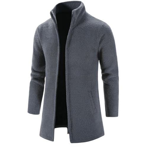 Cardigan en tricot homme col montant mi-long pour rester au chaud sans écharpe en hiver