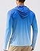Pudolla Men's Sun Protection Hoodie Shirts UPF 50+ Rash Guard SPF Long Sleeve Fishing Shirt for Men Swim Hiking Boating(Blue White Medium)