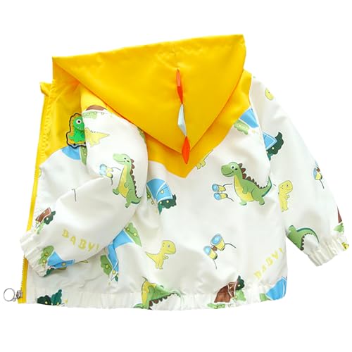 Amur Leopard Kinder Übergangsjacke Jungen Winddichte Mantel mit Kapuze Windjacke für Frühling Herbst, Gelb, 104-110 (Etikettengröße: 110)
