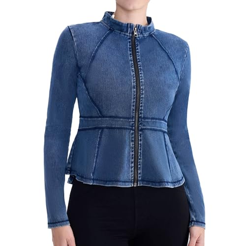 Western Plain Outerwear for Juniors Fall Winter Long Sleeve Boat Neck Lace Denim Jacket Outerwear Women 2025 Y2K