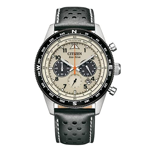 Image of Citizen Leather Analog White Dial Black Strap Men's Watch-Ca4559-13A