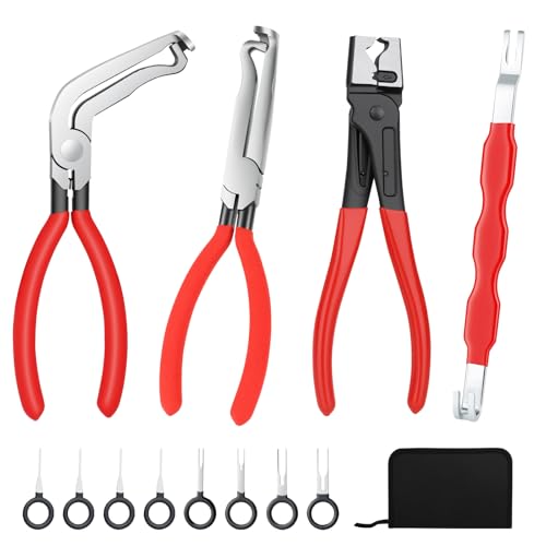 5Pcs Electrical Disconnect Pliers for Cars, Automotive Connector Separator Tool, Hose Clamp Pliers with 8Pcs Terminal Pin Removal Tools, Fuel Line Petrol Clip