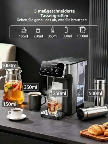 Foto von Aigostar Heißwasserspender Edelstahl 3L mit Temperaturwahl, 3s Aufheizung