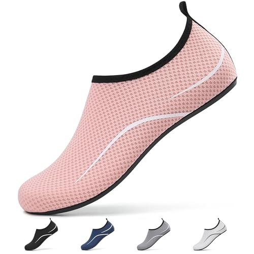 Uomo Donna Scarpe da Scoglio Water Shoes Scarpette per Scogli Scarpe Mare Antiscivolo Scarpe Spiaggia Traspirante Scarpe Acquatiche per Sport Acquatici Parco Acquatico.Rosa,38 EU