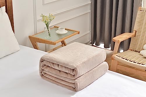 Kingole Flannel Fleece Microfiber Throw Blanket, Luxury Timid Pink King Size Lightweight Cozy Couch Bed Super Soft And Warm Plush Solid Color 350Gsm (108 X 90 Inches) #TOP2
