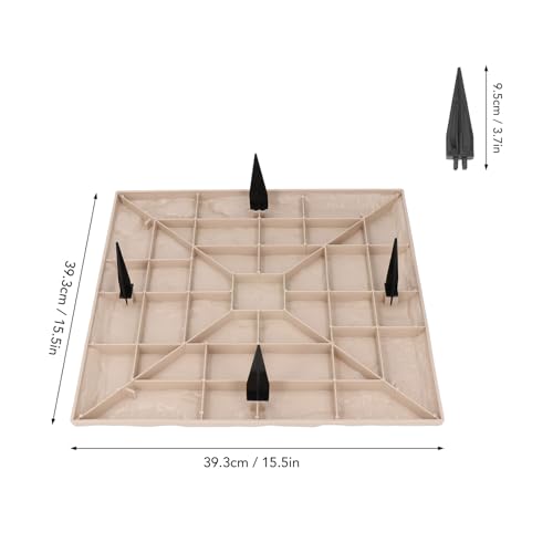 SIXRUN 4 Stück Trittstein Gartenplatte Wetterfester Stepping Stones mit Ground Stakes Naturstein Trittplatte für oder Gehwege (Beige)