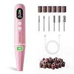 JODSONE RA306 Cordless Electric Nail Drill File: Rechargeable Nail Drill Machine with 1-9 Speed Display , Professional Efile with Manicure Pedicure Set Acrylic Gel Nails-Home Care Beauty Salon-Pink