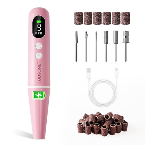 Image of JODSONE 20000 RPM Portable Nail Drill Multifunctional Low Noise with LED Display Rechargeable Professional Nail Drill for Home Nail Salon Pink
