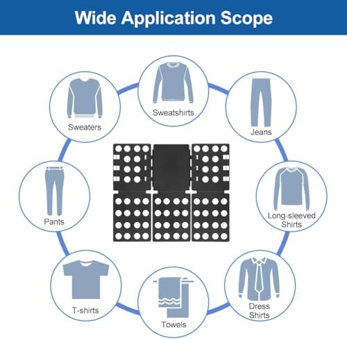 BoxLegend Faltbrett für T-Shirts & Kleidung, Strapazierfähiges Wäschefaltbrett aus Kunststoff, Schneller & Ordnungssparen, Schwarz