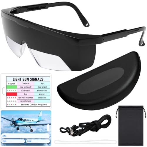 Saysurey Aviation Flight Training Glasses Adjustable View Limiting Goggles Device with Glasses Box and Tag(Black)