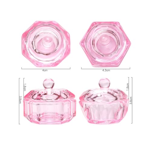 Vasos de cristal para arte de uñas, set de 2 piezas miniatura 4