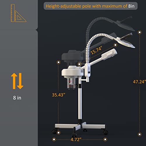 Professional Facial Steamer With Magnifying Lamp – 2 In 1 Ionic Ozone Steamer For Face Spa Beauty Salon Equipment With 3 Diopter Magnifying Glass Led Lamp Cleanses Skin Unclogs Pores (White) #TOP4