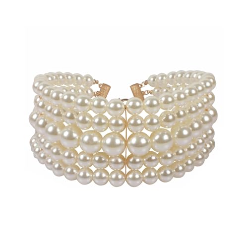 Multi Layer Pearl Collar Choker Necklace