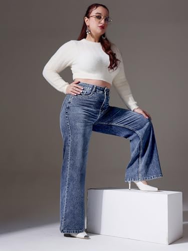 Image of Miss Chase A+ Women's Bootcut High Rise Regular-Length Stretchable Denim Shaping Jeans