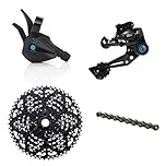Box Three 1x9 Prime 9 Single-Shift Cycling Groupset Mountain E-Bike Matte Black, 9 Speed 1x Drivetrain Shifter, Rear Derailleur, Freehub Bike Cassette, Chain | Box Components