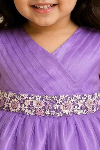 Image of TotzTouch Baby Girls Party Dress | Sleeveless Dress with Embroidered Belt for Birthday Baby Stylish Dress
