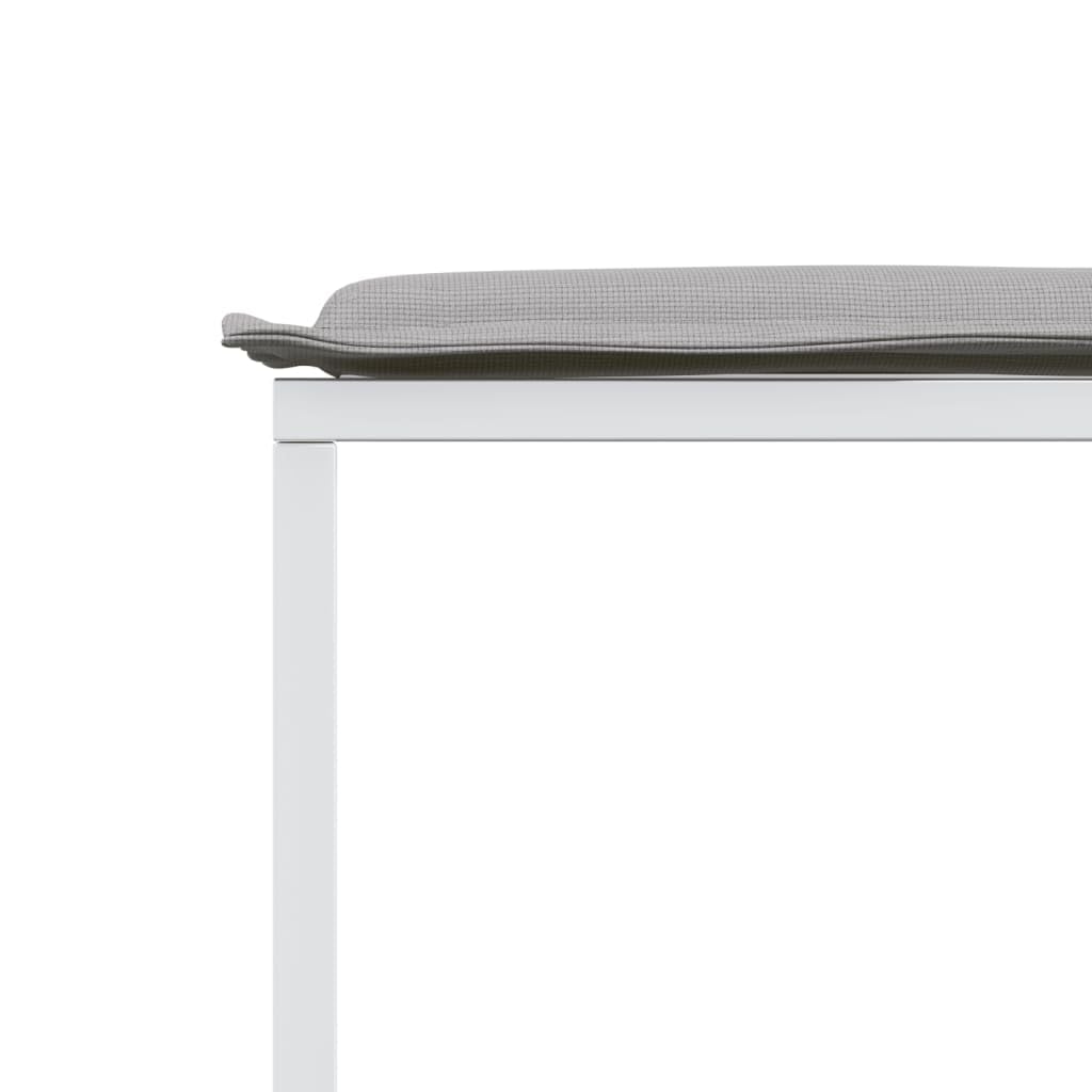 Mangloder - Sgabello da giardino con cuscino, 4 pezzi, in acciaio bianco e textilene, resistente alle intemperie, ai raggi UV, 40 x 40 x 35 cm, per balcone, terrazza, lounge all'aperto, seduta fino a