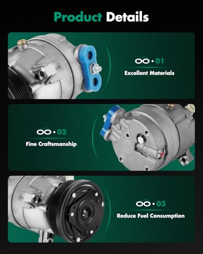 Image of SCITOO AC Compressor fit for Cadillac Catera 3.0L 1997-2001 | Fast Cooling, Ultra Low Noise (≤72 dB)Air Conditioner Compressor with Clutch, Easy Installation, 01135310 01135385 1135310