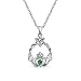 Produktbild Claddagh Keltisch Freundschaft Herzform Kette Mit Anhänger Kelly Grün Zirkonia CZ 925 Sterling Silber 18 In