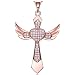 NEEMODA "Chivalry" Angel Wings Cross Pendant Necklace Hand-inlaid AAA Cubic Zirconia