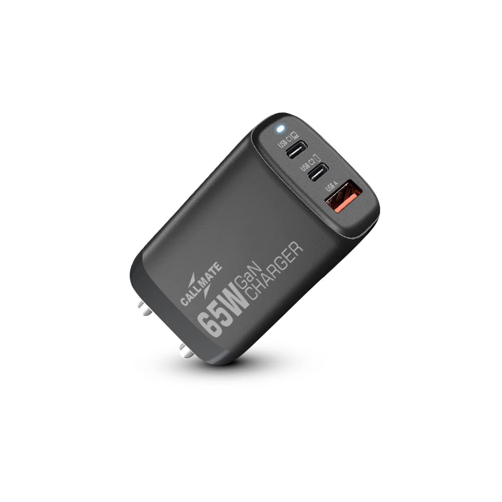 CALLMATE 65W 3-Port GaN Wall Charger PPS PD3.0 QC3.0 Fast Charging Adapter with 2 USB-C Ports + 1 USB-A Port for MacBook Pro Air iPad Pro Air iPhone 14 13 12 Pro Max Mini (Black) (B0BLKD53V3) Amazon Price History, Amazon Price Tracker