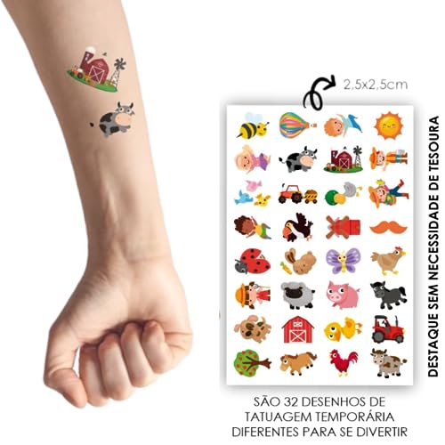 Tatuagem Temporária Infantil Fazendinha | Kit Festa 32-028