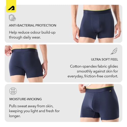 Image of Boldfit Trunk Underwear for Men, Cotton Stretch Innerwear, Ultra-Soft Lightweight Boxer Briefs, No-Ride-Up Fit, Open Fly, Moisture-Wicking, Anti-Bacterial, Plush No-Mark Waistband