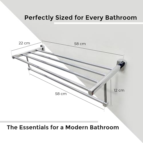 Image of iBELL Stainless Steel Towel Rack with Rod /Towel Hanger for Bathroom /Towel Holder /Stand /Bathroom Accessories -