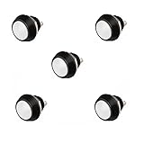 HBAN 5Pcs Premium 12mm Aluminum Momentary PushButton Switch, 2 Pin Screw Terminal IP65 Waterproof Push Button Start Switch, Round Head Push Button (White)