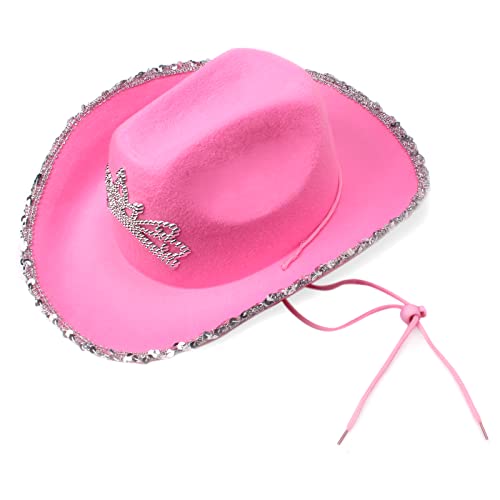 Yewong Pet Pink Cowboy Hat Costume Accessory Set Dog Cat Size Pink Cowgirl Princess Hat With Crown Tiara Bandana/Scarf For Cat Puppy Western Costume Daily Wearing Photo Props (Set A) #TOP3