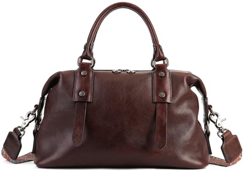 Image of Leather Handbag for Women, Genuine Leather Purses Retro Mandela Crossbody Handbag Tote Bag