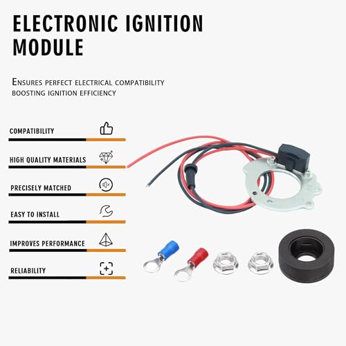 Image of 1244A Electronic Ignition Module Kit Waterproof Compatible with Ford Tractors 2N 9N 8N 500-800 Series V4 4 Cylinder 12V Replace OE 311185 8N12127B FDN12127A FAC12127D