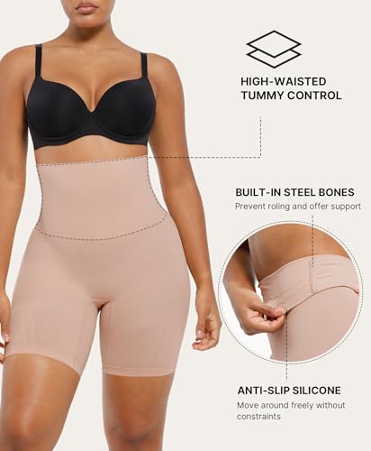 Image of SHAPELLX Tummy Control Shapewear for Women High Waisted Body Shaper Shorts Thigh Slimming Underwear