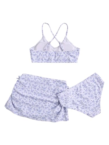 Image of Floerns Girl's 3 Piece Swimsuit Cherry Print Cute Bikini Set with Cover Up Skirt