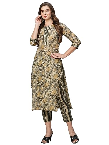 Ensemble Kurta en coton mélangé GoSriKi de qualité supérieure avec pantalon ajusté femme
