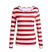 Family Matching Halloween Costume Set Red White Striped Long Sleeve Shirt Funny Cosplay Tee with Hat Nerd Glasses