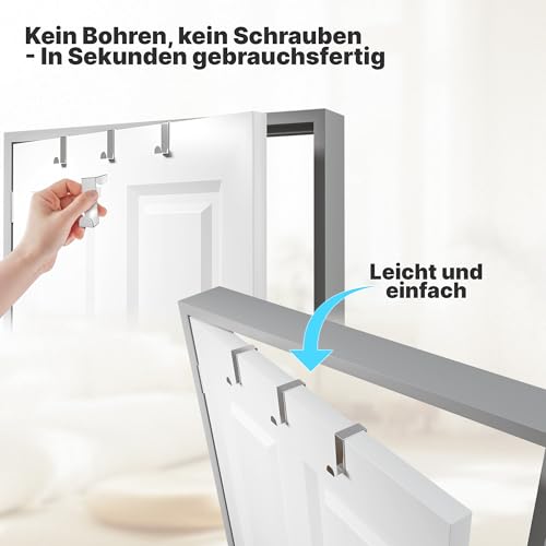 Minismus Türhaken zum Einhängen – Edelstahl Kleiderhaken Tür – Einzeln verwendbare Türgarderobe Haken Garderobenhaken – Aufhängehaken – Einhängehaken 4er Set (Silber)