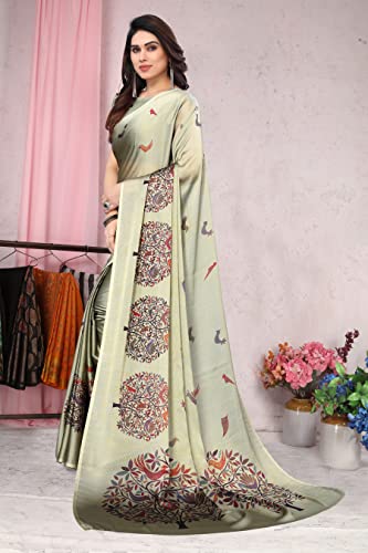 Image of MIRCHI FASHION Women Saree Chiffon Flower Print | Breathable Lightweight Sari for Office and Daily Use with Unstitched Blouse Piece (Available in 30 Styles)