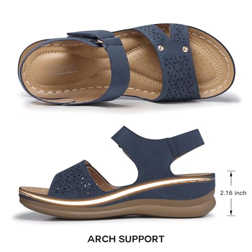 Image of SHIBEVER Women Flat Sandals Comfortable: Arch Support Sandals Dressy
