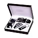 Produktbild Geschenke Set für Mäner, Geschenkset mit PU Leder Quarz Analog Armbanduhr, Geschenkbox mitGürtel, Sonnenbrille, Schlüsselanhänger Schlüsselbund mit Box Geschenke Set für Männer Papa Vatertag Schwarz