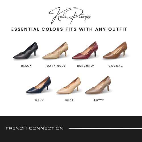 French Connection Kate Mid Heels Pumps Pointy Closed Toe Slip-On Dress Shoes For Women In Dark Nude Size 8.5 #TOP6
