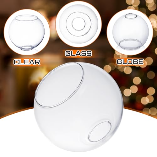 Image of Glooglitter 4 Pack Fixture Replacement Globe Shade 6 Inch Diameter E26 Base 1-5 /8 Inch Fitter Round Glass Globe Lampshade Cover for Pendant Wall Sconce Chandelier Vanity Light(Clear)