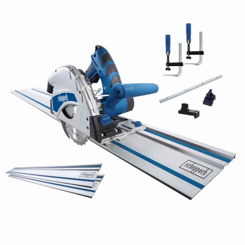 Scheppach Scie plongeante professionnelle PL56-1200W - lame Ø 160 mm - alésage 20 mm - 5500 tr/min - hauteur de coupe 41/55 mm - 2 rails de 700 mm inclus
